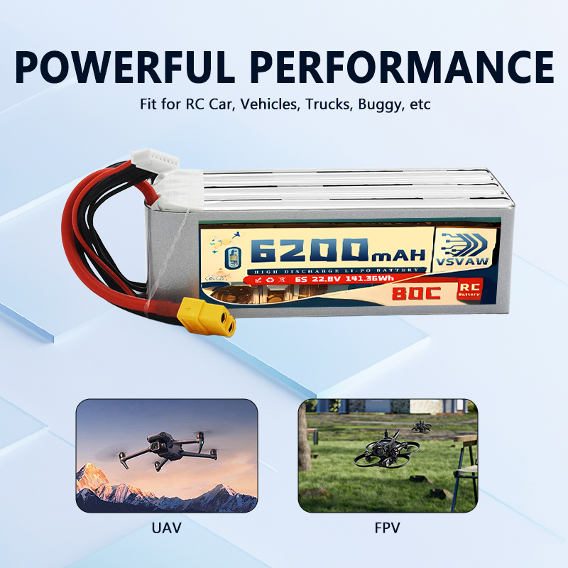 Upgraded VSVAW 6S 22.8V 80C/16 - 6S Lipo Battery 22.2V 5000Mah recension och pris